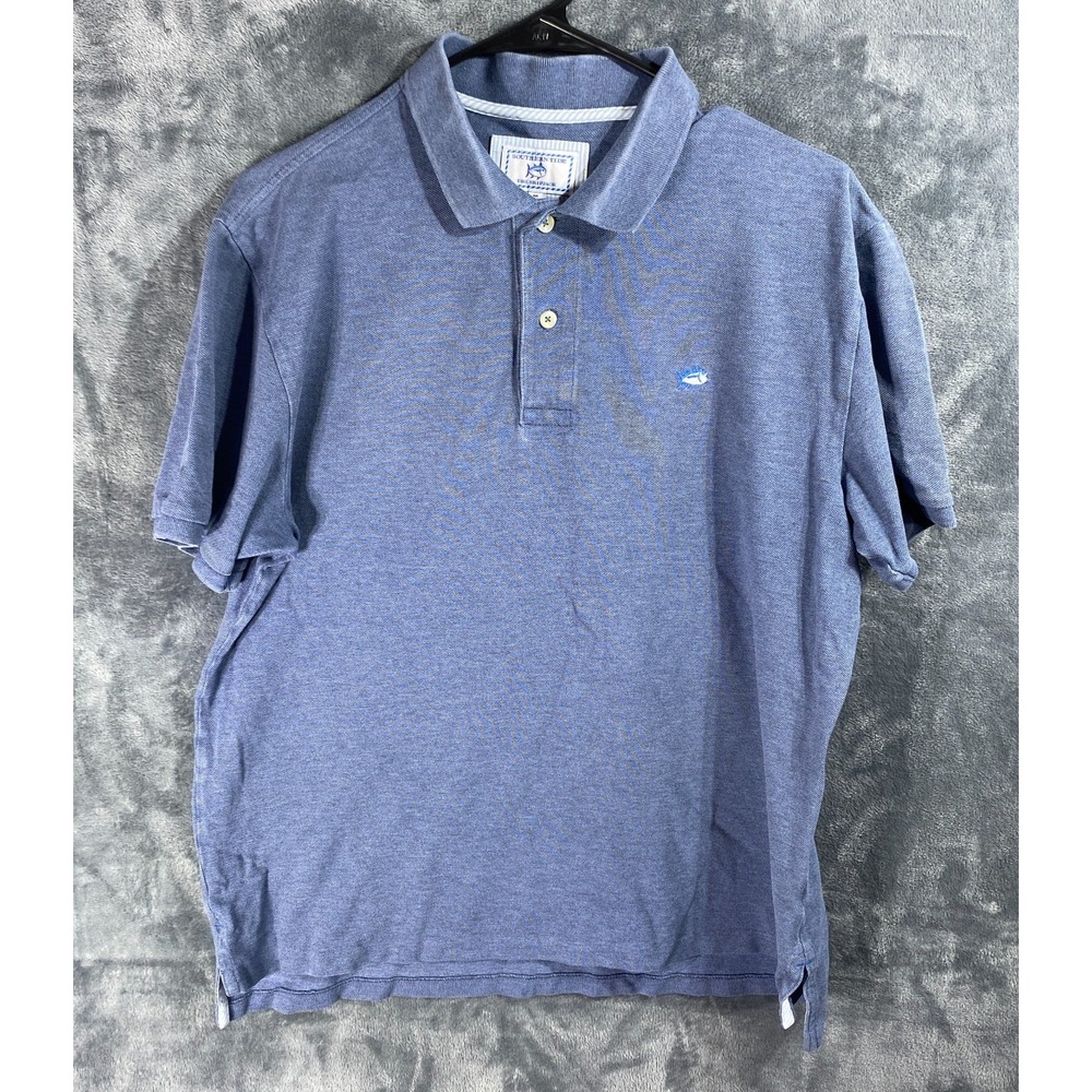 Southern Tide Polo Shirt Mens M Blue Skipjack Knit Stretch Short Sleeve Casual